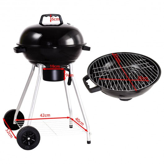 Outdoor Backyard Cooking Kettle Charcoal Grill with Wheels