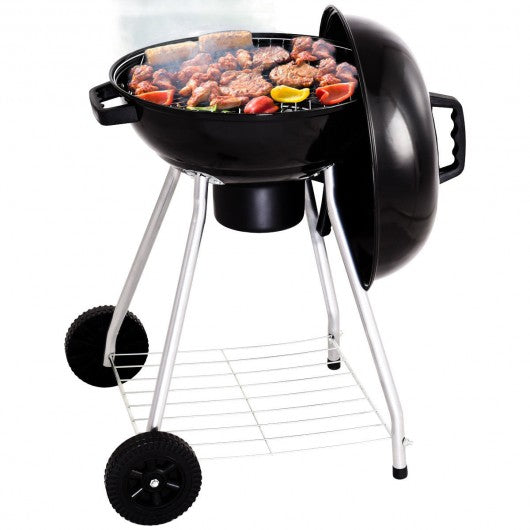 Outdoor Backyard Cooking Kettle Charcoal Grill with Wheels