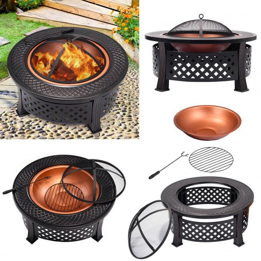 Outdoor Garden BBQ Steel Fire Pit Brazier Round Stove