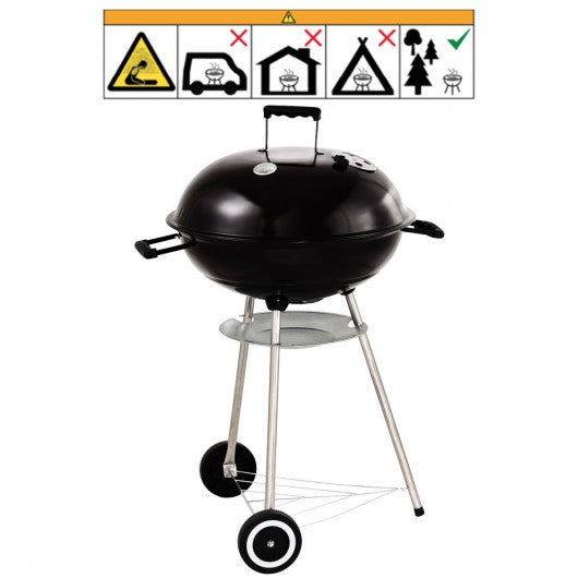 57 cm Outdoor Backyard Cooking Kettle Charcoal Grill with Wheels