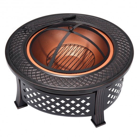 Outdoor Garden BBQ Steel Fire Pit Brazier Round Stove