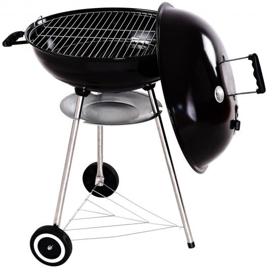 57 cm Outdoor Backyard Cooking Kettle Charcoal Grill with Wheels