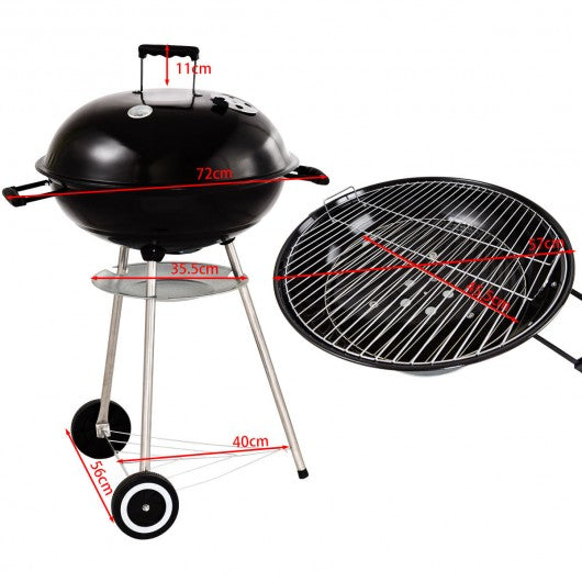 57 cm Outdoor Backyard Cooking Kettle Charcoal Grill with Wheels