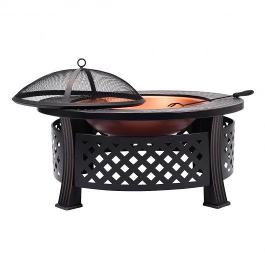 Outdoor Garden BBQ Steel Fire Pit Brazier Round Stove