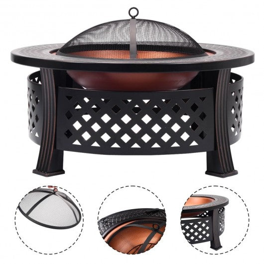 Outdoor Garden BBQ Steel Fire Pit Brazier Round Stove