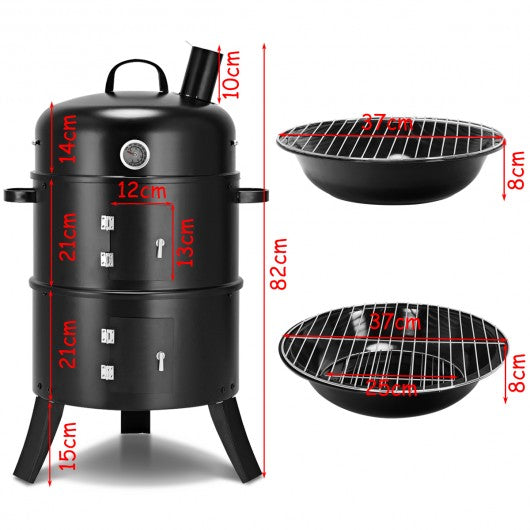 3 in 1 BBQ Charcoal Smoke Grill Lightweight Camping Garden